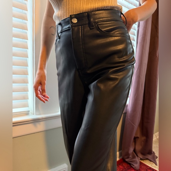 Express Super High Waisted Faux Leather Modern Straight Pant - Picture 6 of 7